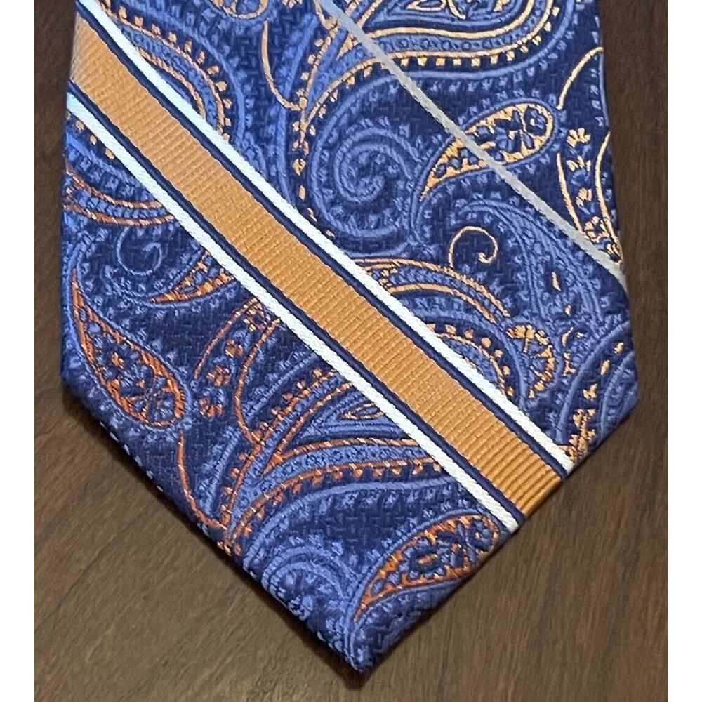 Pronto Uomo Platinum Blue Orange Hand Made 100% Silk Mens Neck Tie Made In China